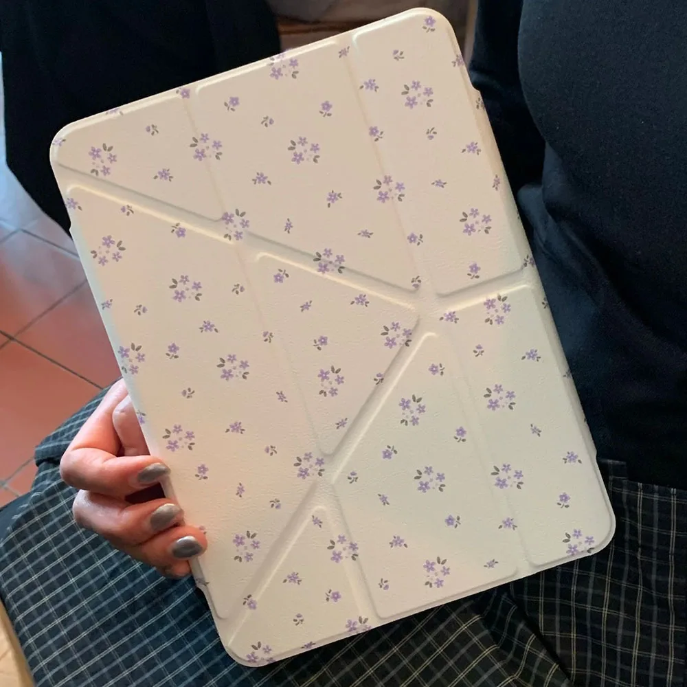 Separating Purple Flower Case For iPad A16 11th 10th Gen 10.2 8th 9th Cover IPad Pro 12.9inch 13 Air 11 4 7 5 6 9.7 mini Shell