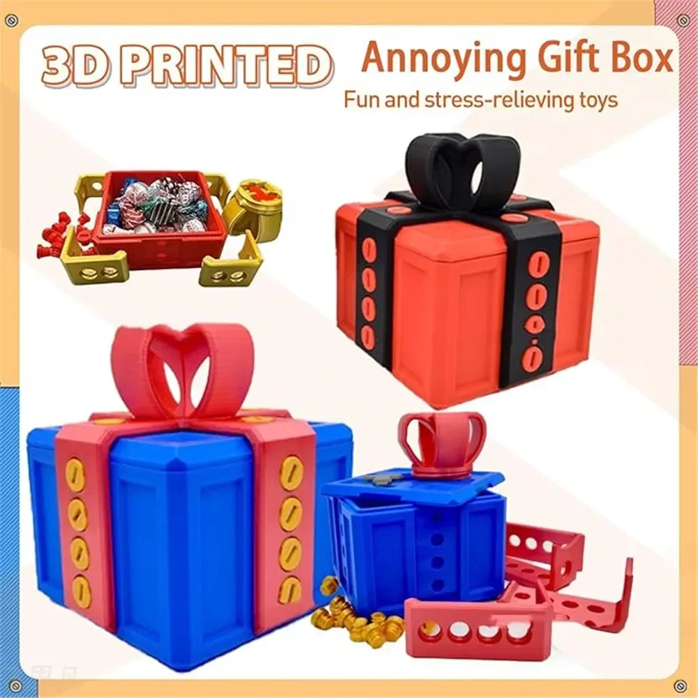 3D Printed Model Annoying Gift Box Ornaments 2024 New Annoying Gift Box Holiday Ornaments Decorative Gifts Mischief Boxes