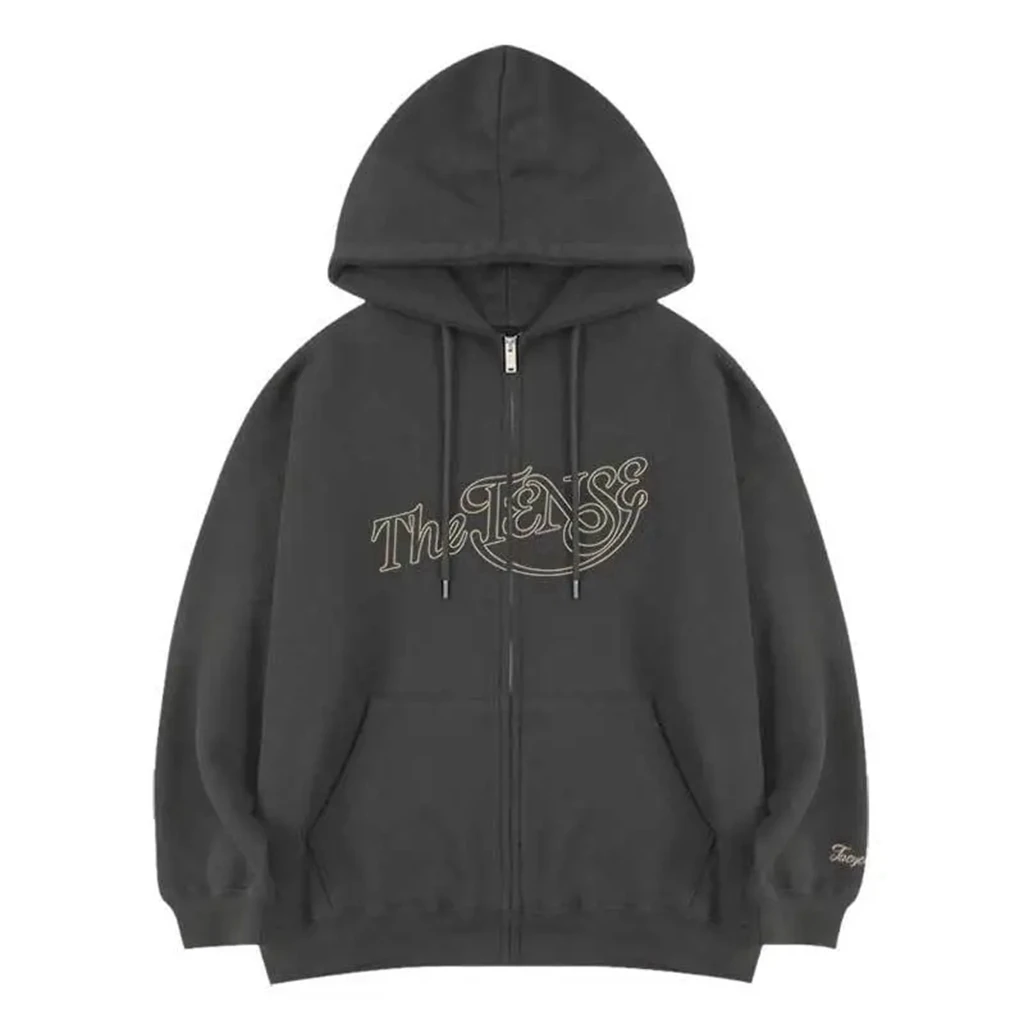 

kpop Y2K Printe HAPPY Zipper Hoodies Pullover Woman Clothing Y2k Streetwear Loose Fashion Purple Grey Sweatshirts