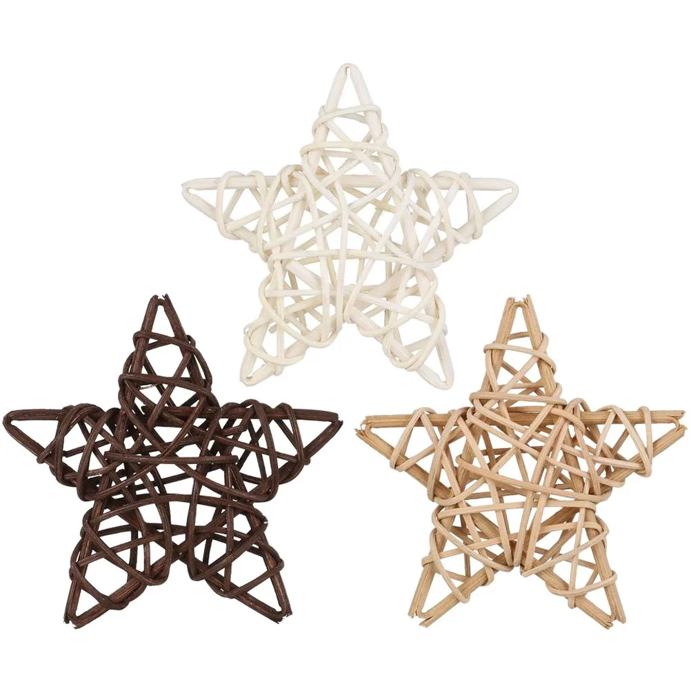 

3Pcs Star-Shaped Rattan Balls Decorative Wicker Ornaments Christmas Table Vase Fillers Home Decoration Xmas Accents