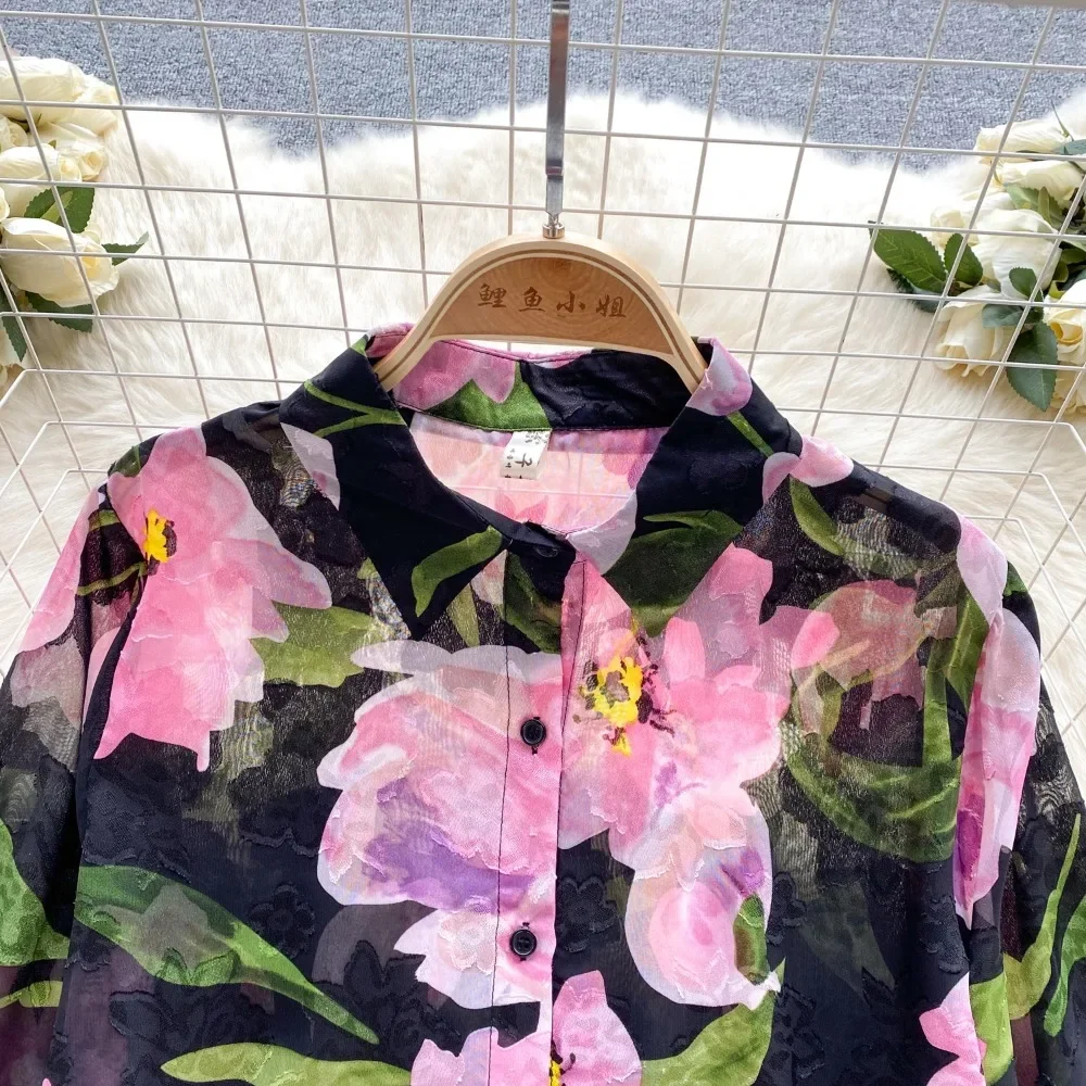 Vintage Elegant Lantern Sleeve Blouse Fashion Polo-neck Shirt Casual Chic Top Fairy Summer Women
