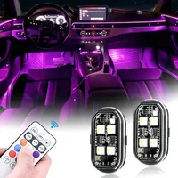 Luces LED estroboscópicas inalámbricas, luz de ambiente para decoración de coche, luces Led recargables de 8 colores, luz de advertencia LED anticolisión, 2/4 Uds.