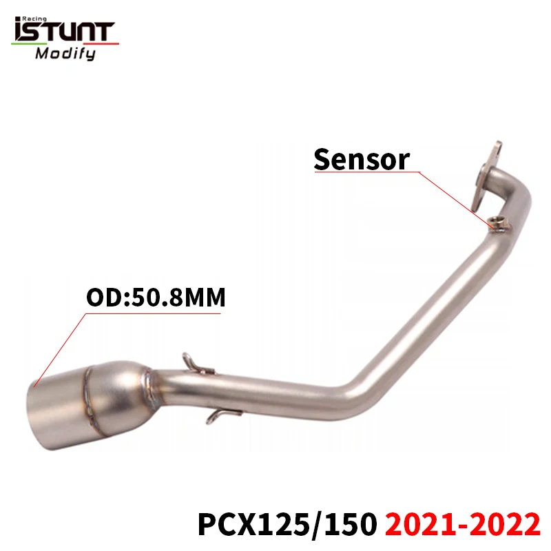 Slip On For Honda PCX125 PCX150 PCX 125 150 2021 2022 Motorcycle Exhaust System Front Link Pipe Escape Moto Muffler With Sensor