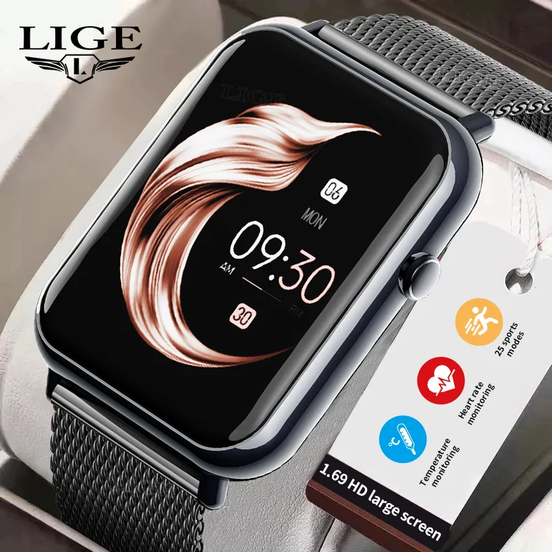 

Lige Fashion Smart Watch Ladies Body Temperature Sport Fitness Watch Bluetooth Call Relojes Inteligentes Smartwatch Men New 2023