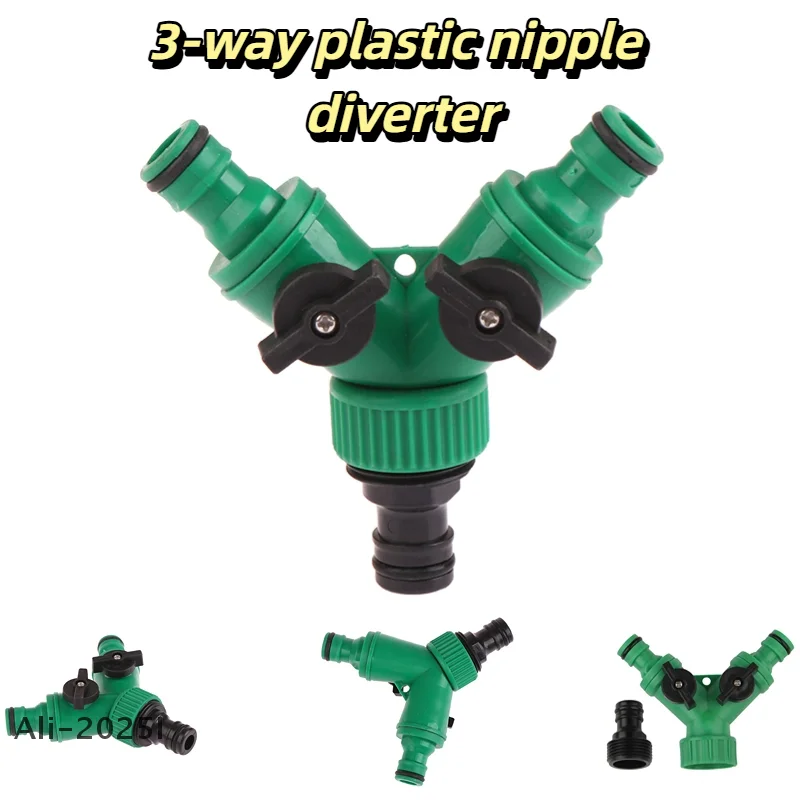 

1/2Pcs 3-way plastic nipple diverter Garden Water Pipe Connectors Pipe Adapter Y Shape Hose Splitter Valve Valve With Switch