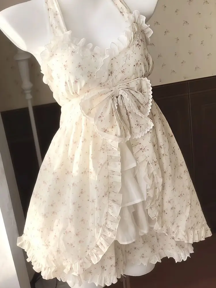 Vintage Japanese Lolita Two Piece Outfits Sweet Ruffle Tops Mini Skirt Matching Suits Y2K Preppy Daily Casual Clothing Sets