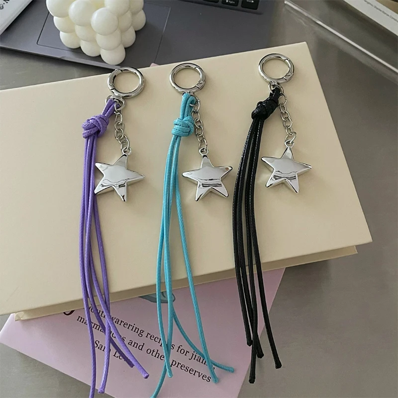 

Y2k Cute Star PU Leather Short Lanyard Universal Mobile Phone Lanyard Phone Bag Anti-Lost Love Heart Keychain Pendant