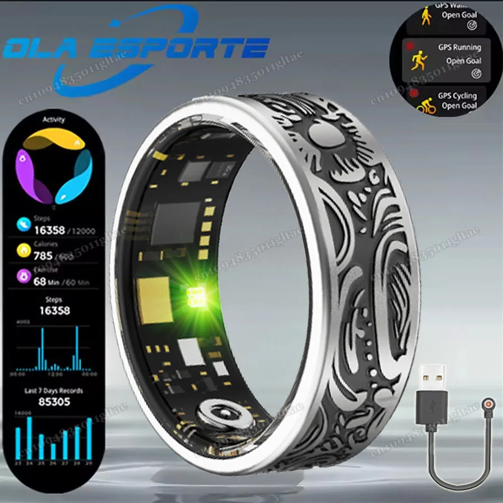 

Fashion Smart Ring Blood Oxygen Sleep Health Monitoring Multi-sport Mode Smartring 5ATM Waterproof Remote Care Men Women Ring