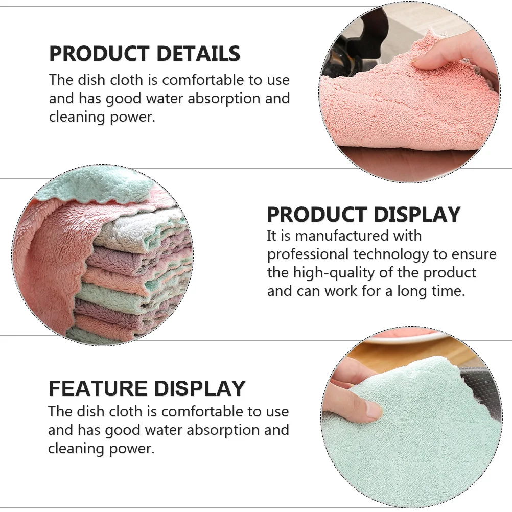 

15Pcs Kitchen Wash Towels Dual Color Absorbent Wiping for Non Scratch Cleaning Home Tableware Rags Dish Cloths