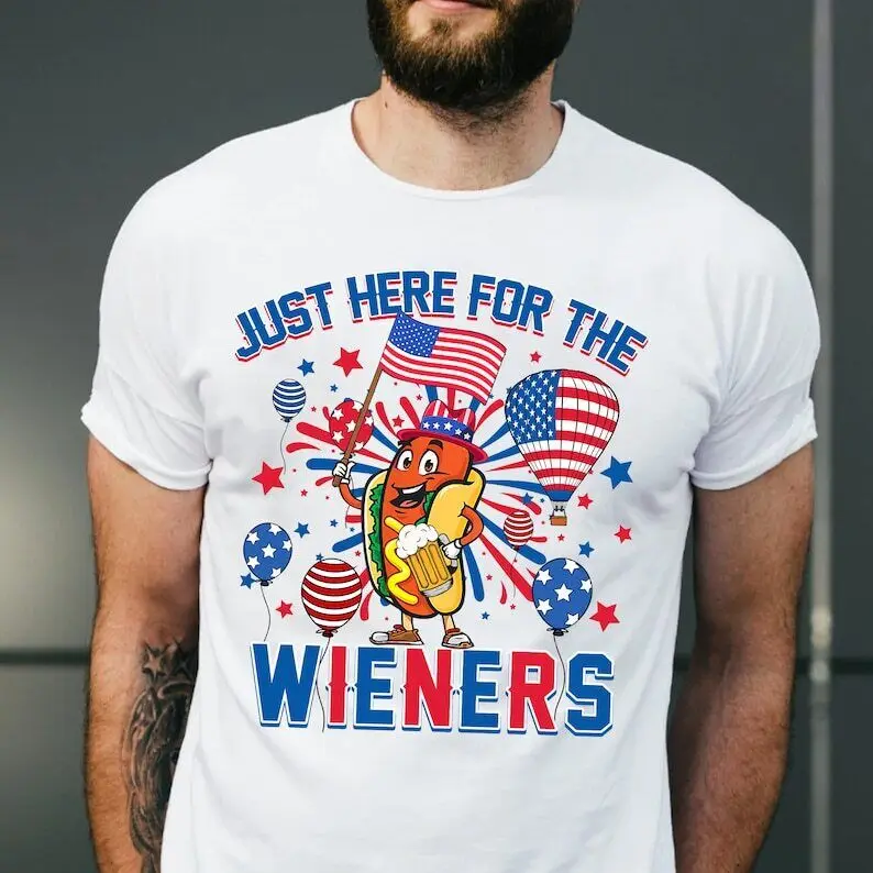 Just Here For The Wieners Shirt, 4th of July Funny Hot Dog shirt