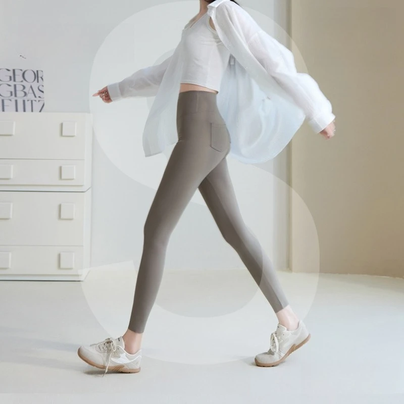 High Waist Naked Feeling Leggings Women Belly Tighten Hips Lifting Gym Seamless Sport Tights Stretchy Casual Workout Leggings