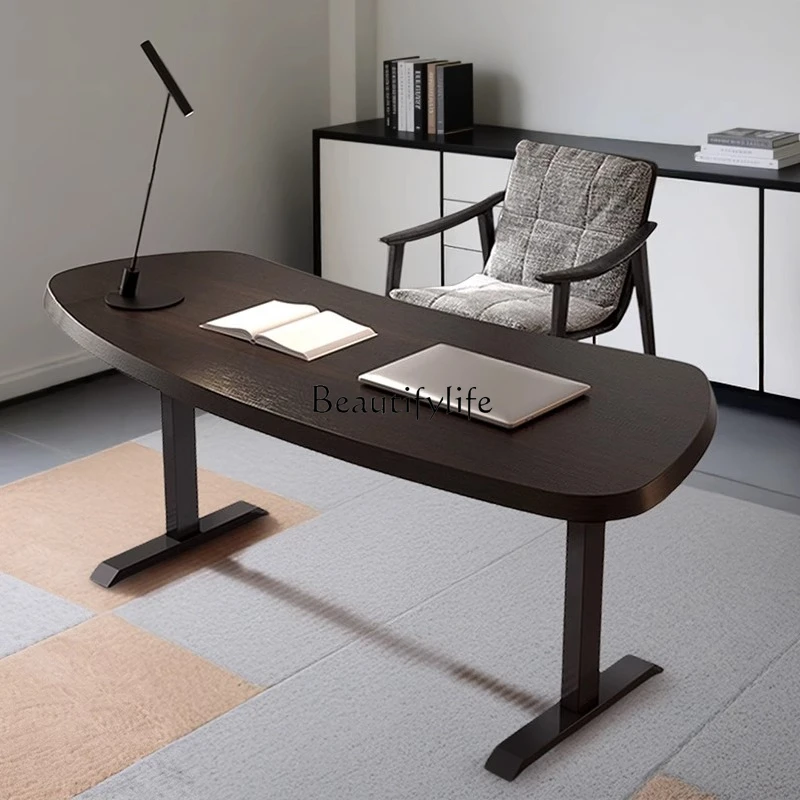 Escritorio italiano ligero de madera maciza de lujo, escritorio sencillo para ordenador de estudio en casa, escritorio de escritura moderno