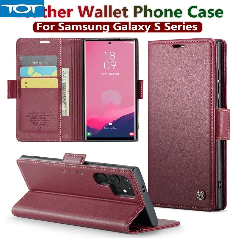 

S24 Ultra Case for Samsung S25 Ultra S23 Case Samsung Galaxy S22 S21 Note10 20 Herder Luxury Business Leather Wallet Flip Cover