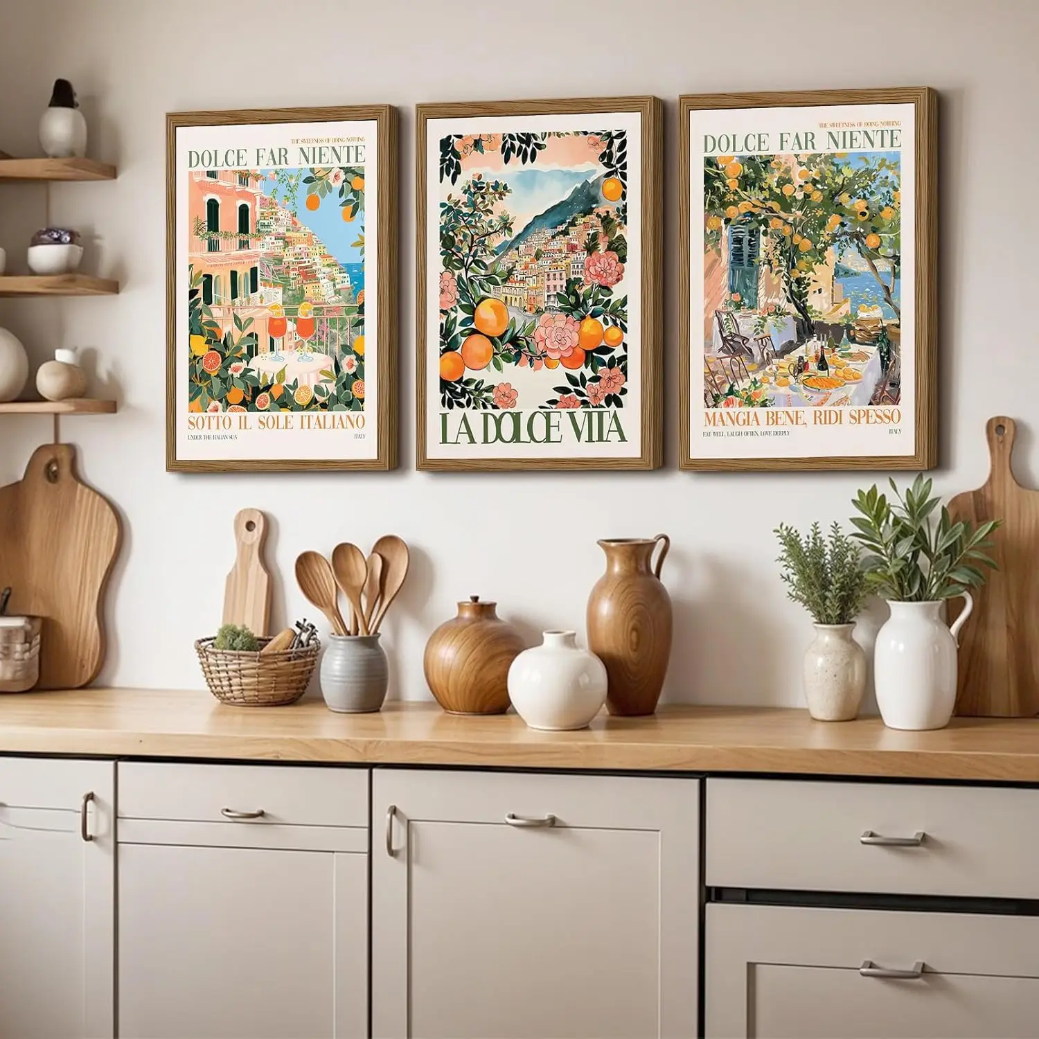 Italian Amalfi Coast Mural Decoration Retro Oil Painting Tuscan Italian Tourist Landscape Poster Mediterranean Pictures Lemon