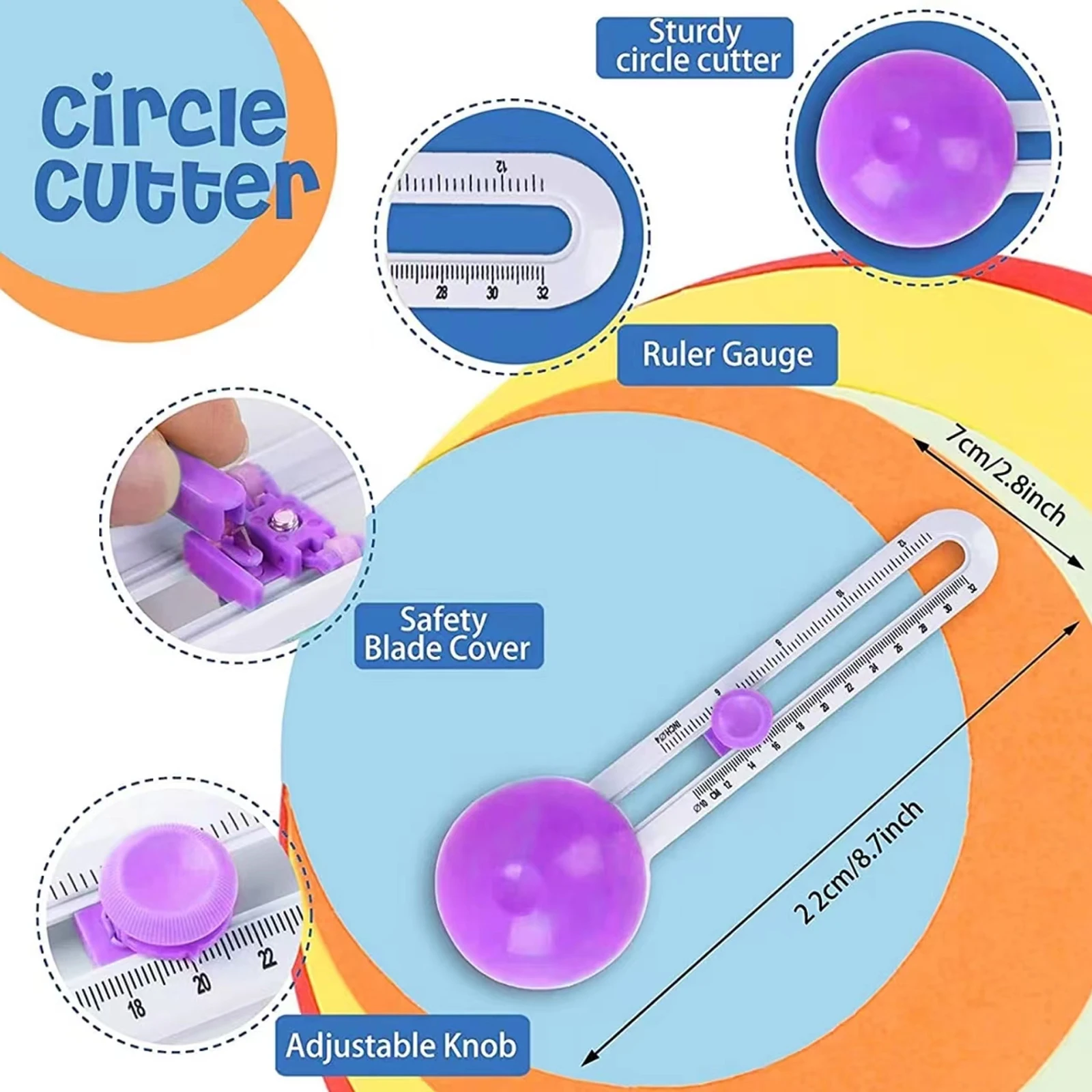 Circle Paper Cutter Trimmer Tool with 2 extra blades Circle Shapes 32cm to 10.16cm for Paper Crafts Cardmaking Scrapbook Journal image 2
