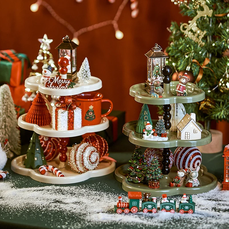 صينية فواكه UFORU، طاولة قهوة لغرفة المعيشة متعددة الطوابق، صينية حلوى كعكة فرنسية رائعة ذات مظهر عالٍ لعيد الميلاد