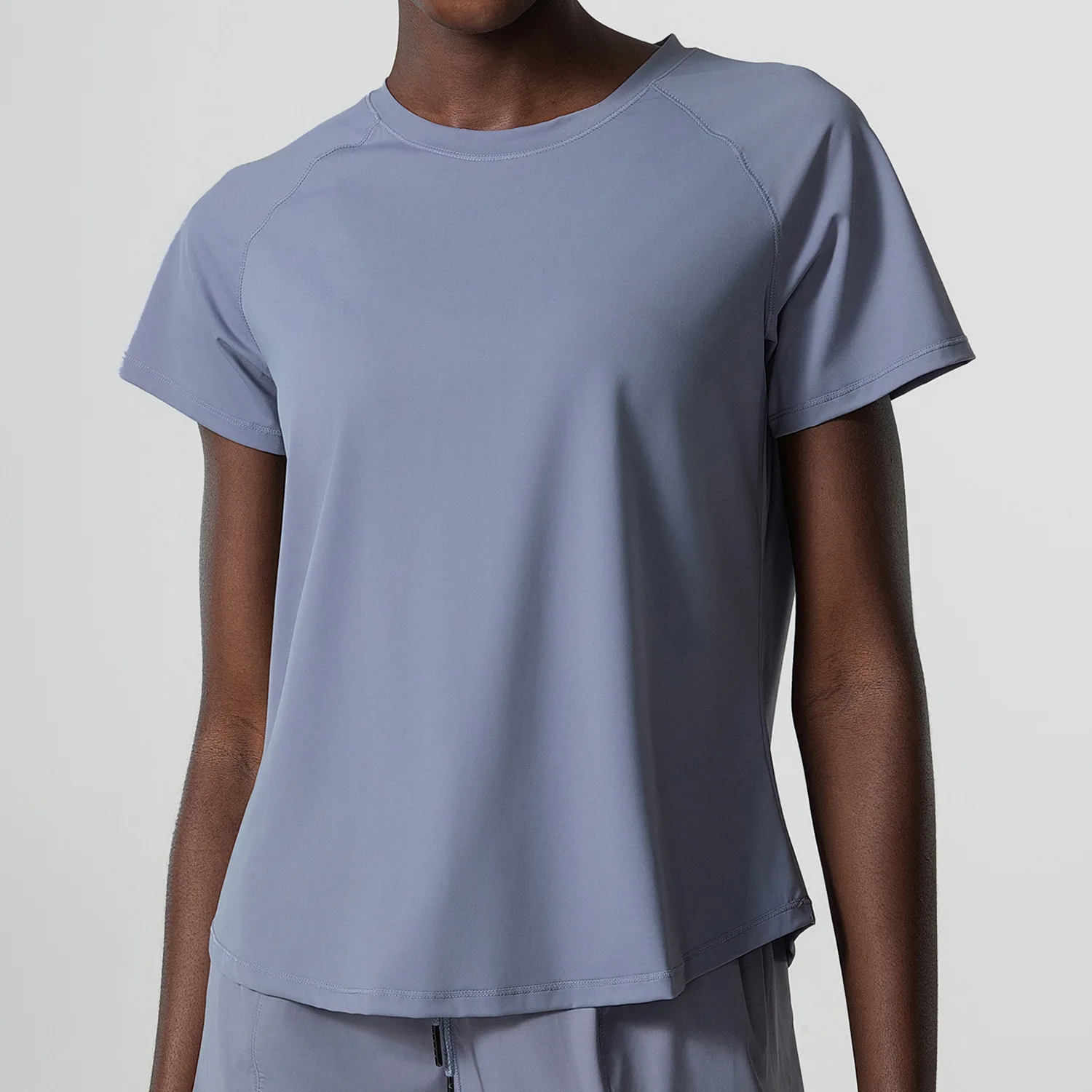 Camiseta de manga corta de Yoga para mujer, Top de cuello redondo para gimnasio y correr, Camiseta holgada transpirable de secado rápido, ropa
