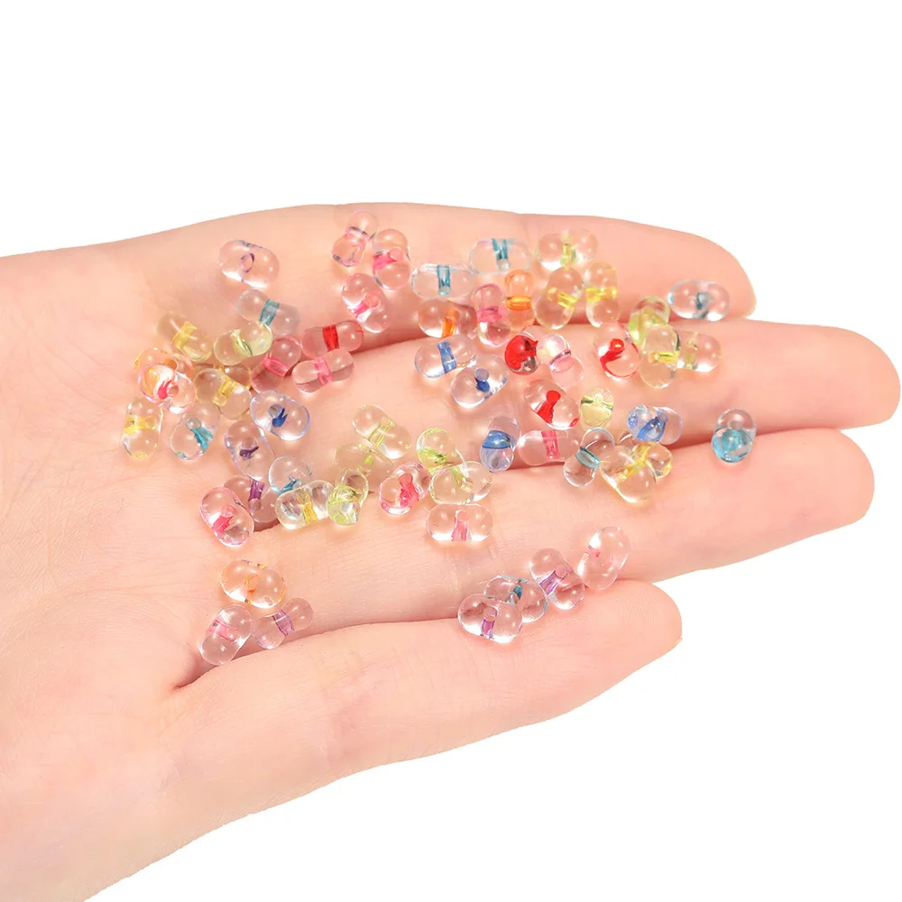 100Pcs Transparent Acrylic Inner Color Peanut Beads Ice Transparent Rice Beads DIY Mobile Phone Chain Keychain Trend Accessories