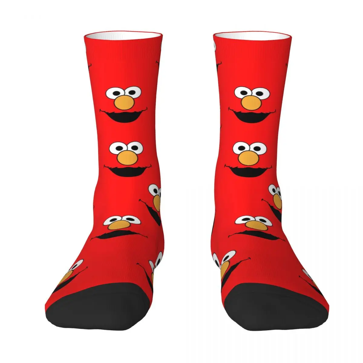 Red Cookie Monster Elmo Socks Autumn Stockings Funny Unisex Men Breathable Socks Printed Running Sports Anti Bacterial Socks