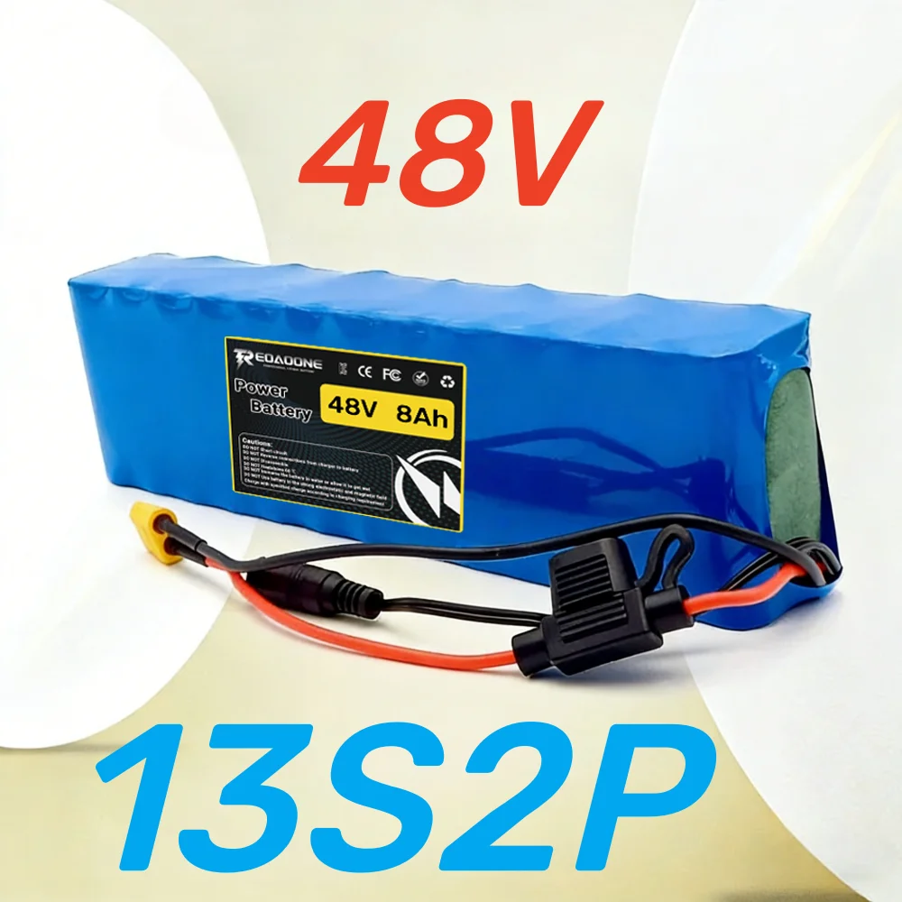 48V 13S2P 8Ah 18650 Powerful Battery Pack, Rechargeable Li-ion Battery Pack, for Riding Bike/Scooters, or with 54.6V 2A Charger