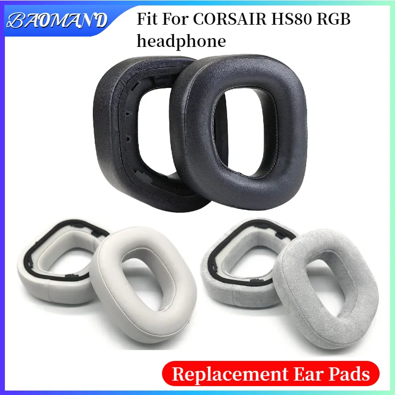 

Soft Foam Protein Leather Headphone Earpads Ear Pads Compatible For CORSAIR HS80 RGB Headset Earmuff Earphone Sleeve