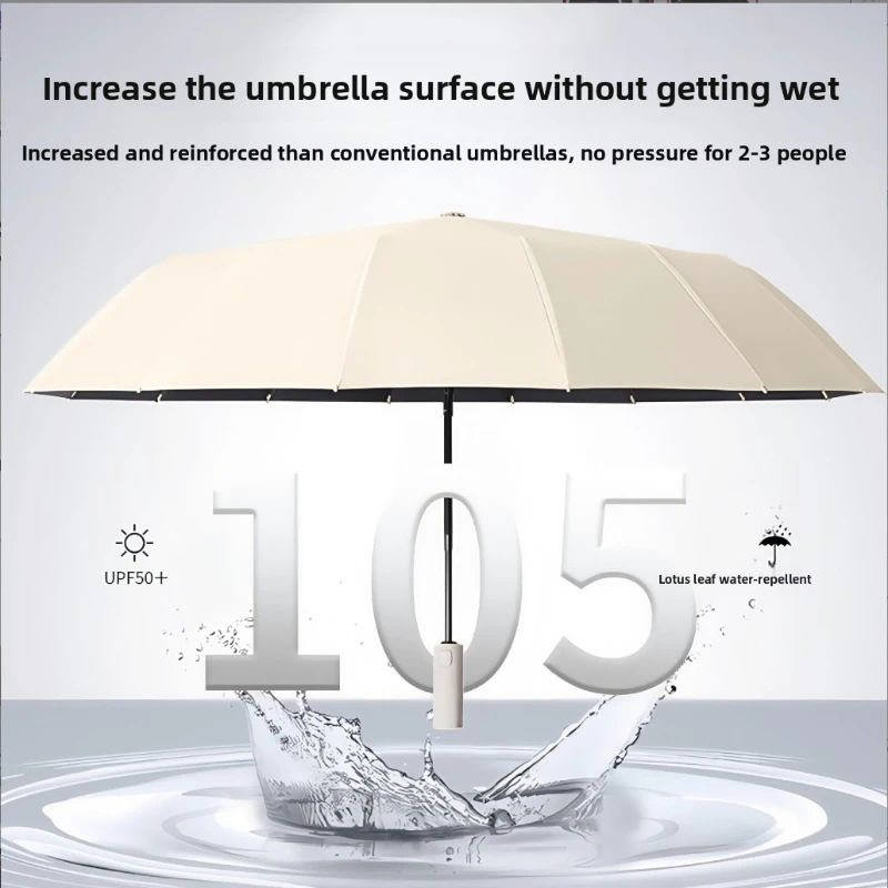 #24 Ribs Auto Reinforced Black Glue Umbrella UV Protection Folding Sunshade Parasol Rainproof Umbrella Wholesale Custom