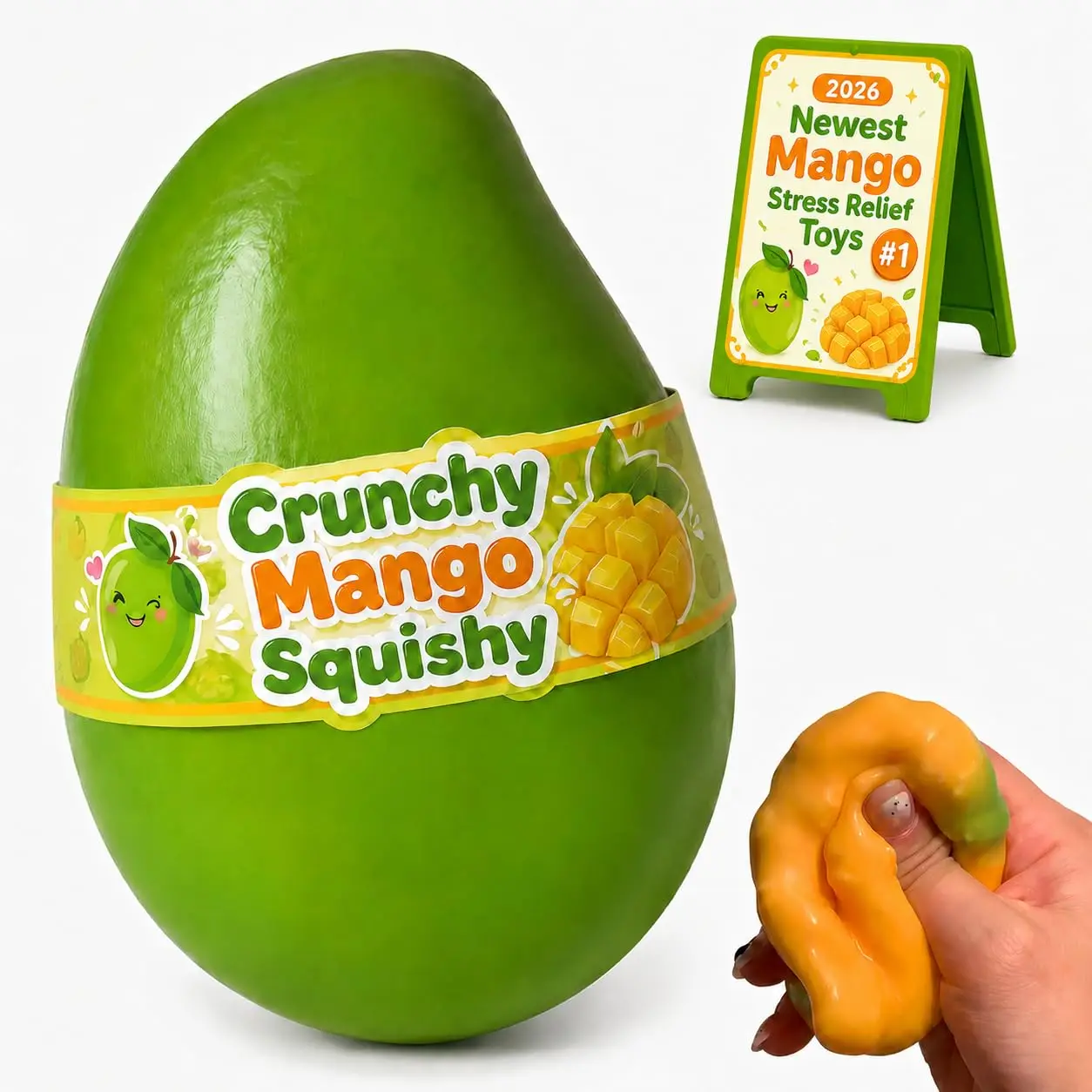 Color Changing Mango Squishy Fidget Toy Handmade Crispy Mango Squeeze Toy Stress Relief Sensory Decompression Ball for Adult Kid