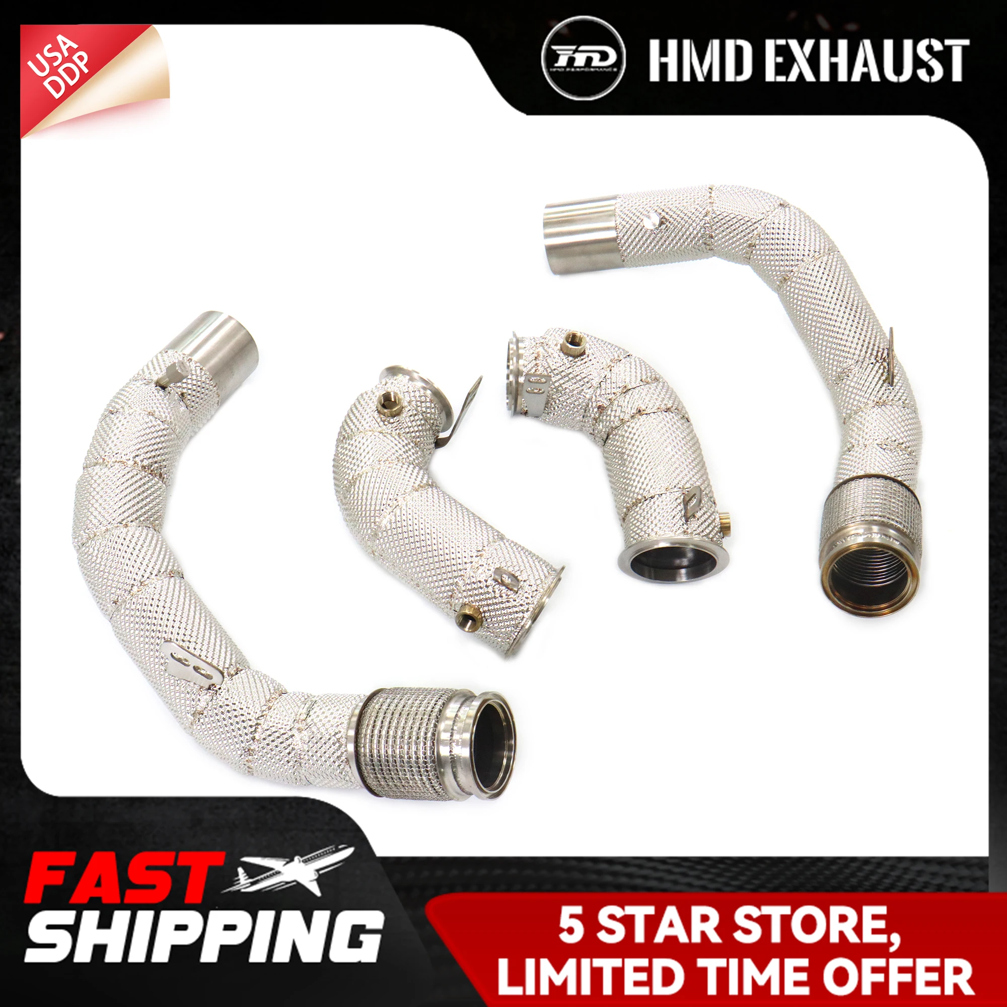 

HMD Downpipe for BMW M5 F90 Resonant Tube Stainless steel Exhaust system with cat/without cat