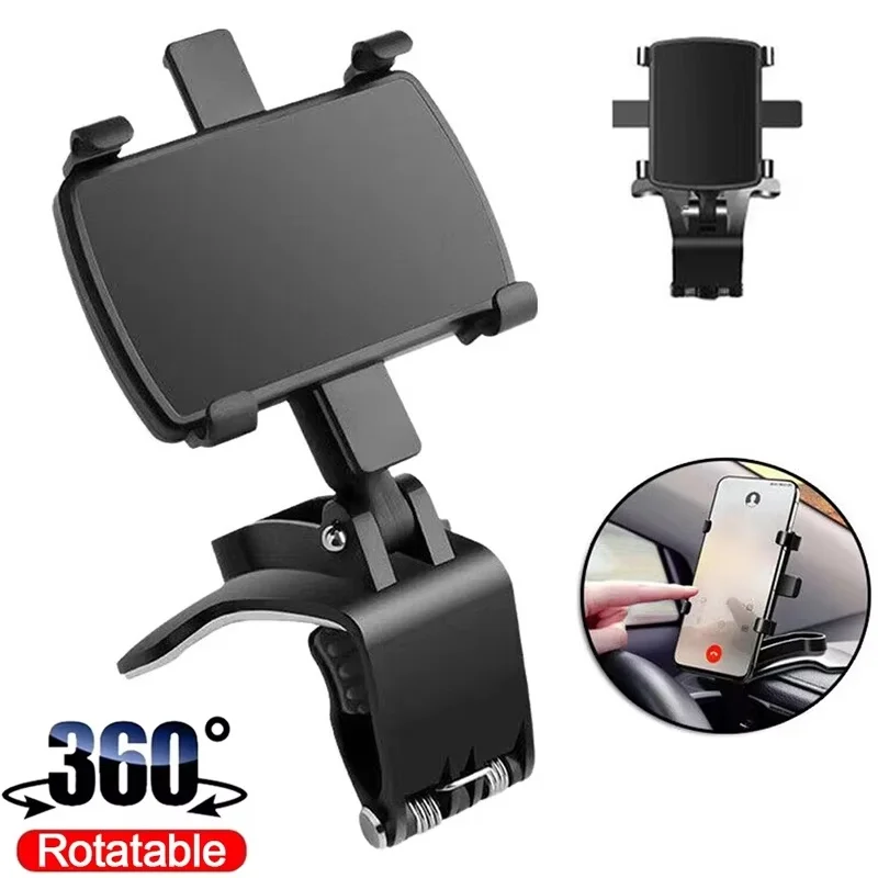 Soporte Universal para teléfono móvil de coche, soporte para salpicadero de teléfono inteligente con Clip, rotación de 360 grados, soporte de navegación GPS para iPhone Xiaomi