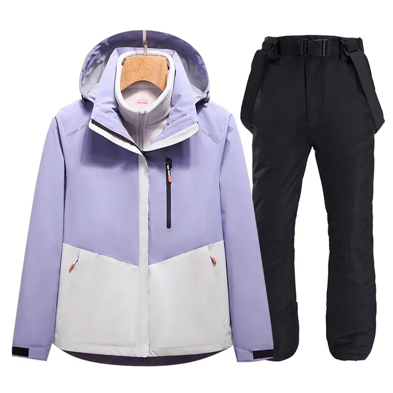 

Женский лыжный костюм, ветрозащитный, непромокаемый, утепленный, зимнее пальто, зимняя женская лыжная и сноубордическая куртка и брюки, комплект