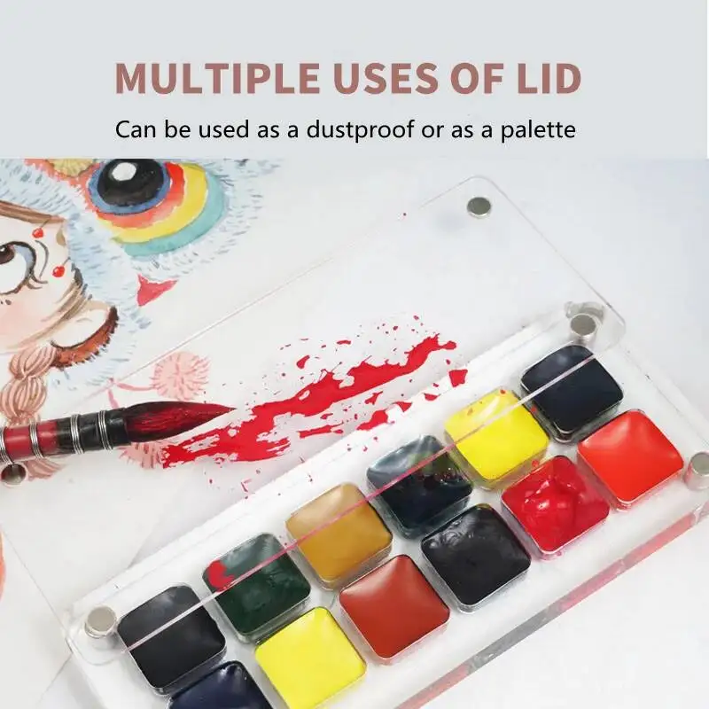 Acrylic Watercolor Paint Empty Box 16/36 Grid Transparent Palette Dustproof Magnetic Suction Stackable Portable Box Art Supplies