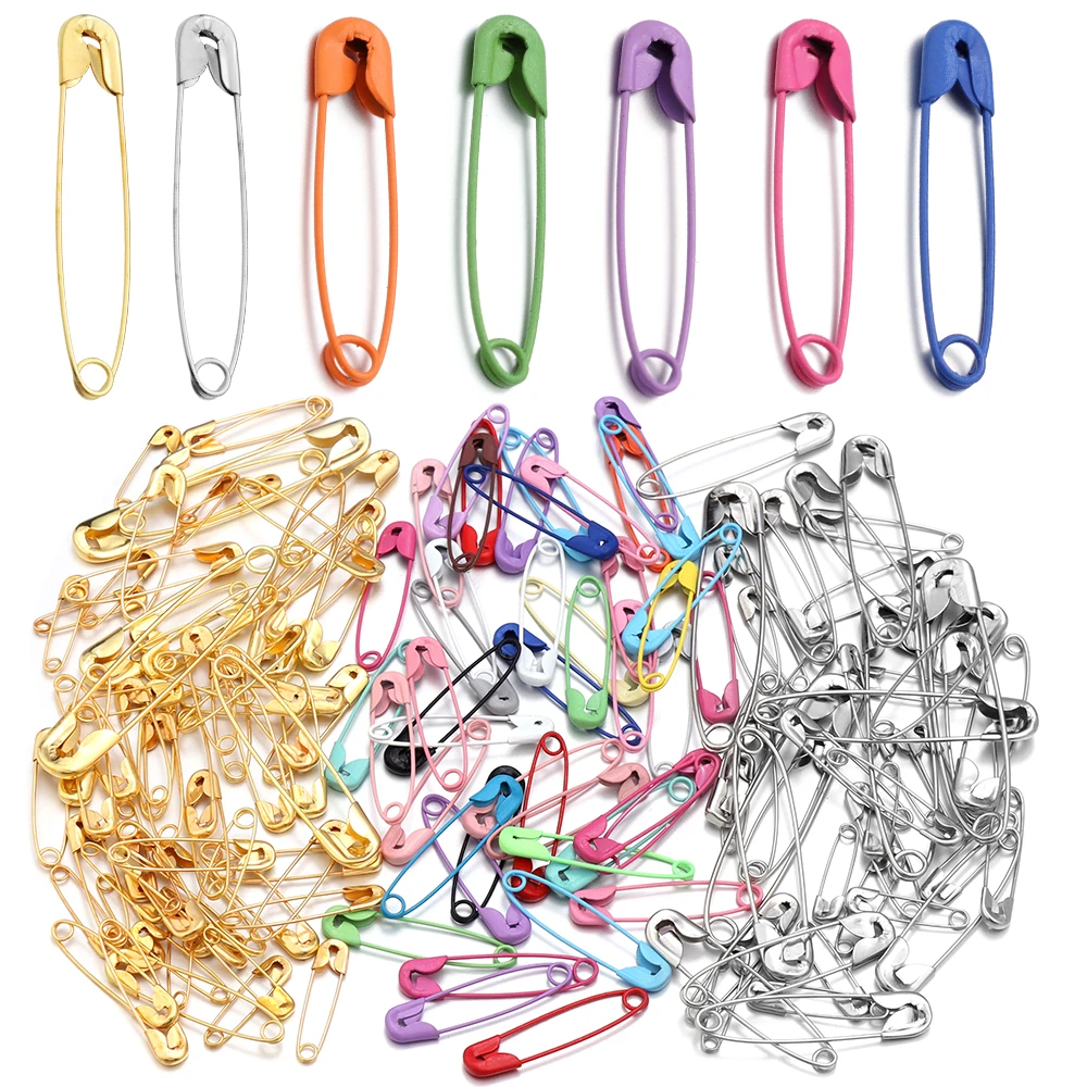 50-200pcs/lot 18/22/26/32/38/45/55mm Safety Pins Metal Clothing Fastening Clip Pin Needles For DIY Crafts Sewing Accessories