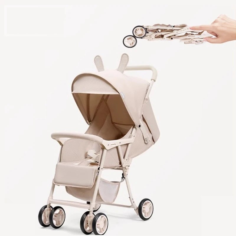 Lightweight Stroller Sitting and Reclining Small Boardable Travelling Umbrella Car Pocket Stroller with Four Wheels