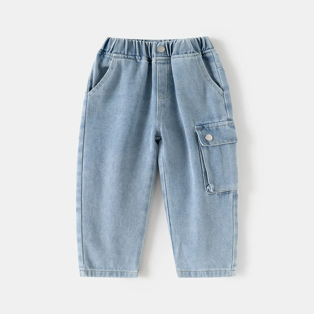 Childrens jeans 2026 spring and autumn new boys casual stylish straight loose pants with pockets baby cargo trousers
