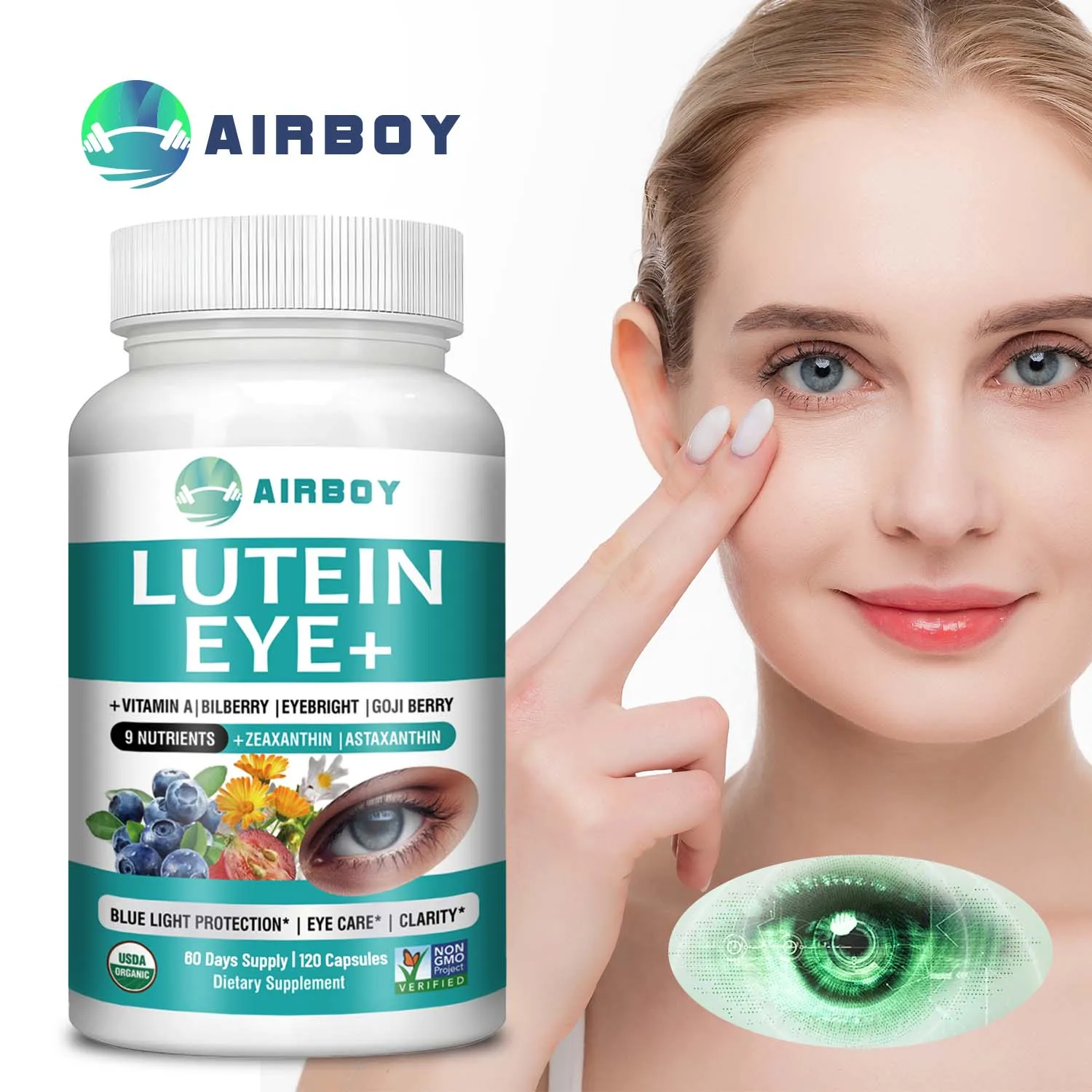 

Lutein Eyes - with Bilberry Extract and Zeaxanthin - Support Eye Strain and Vision Health, Macular Health - 120 Capsules
