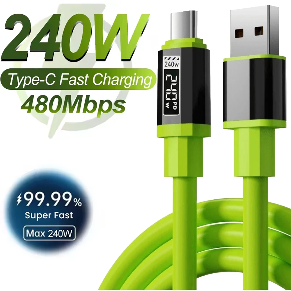 240W Type C Cable Fast Charging Mobile Phone Charger Data Cord For iPhone Samsung Xiaomi Huawei USB C to USB C Quick Charge Wire