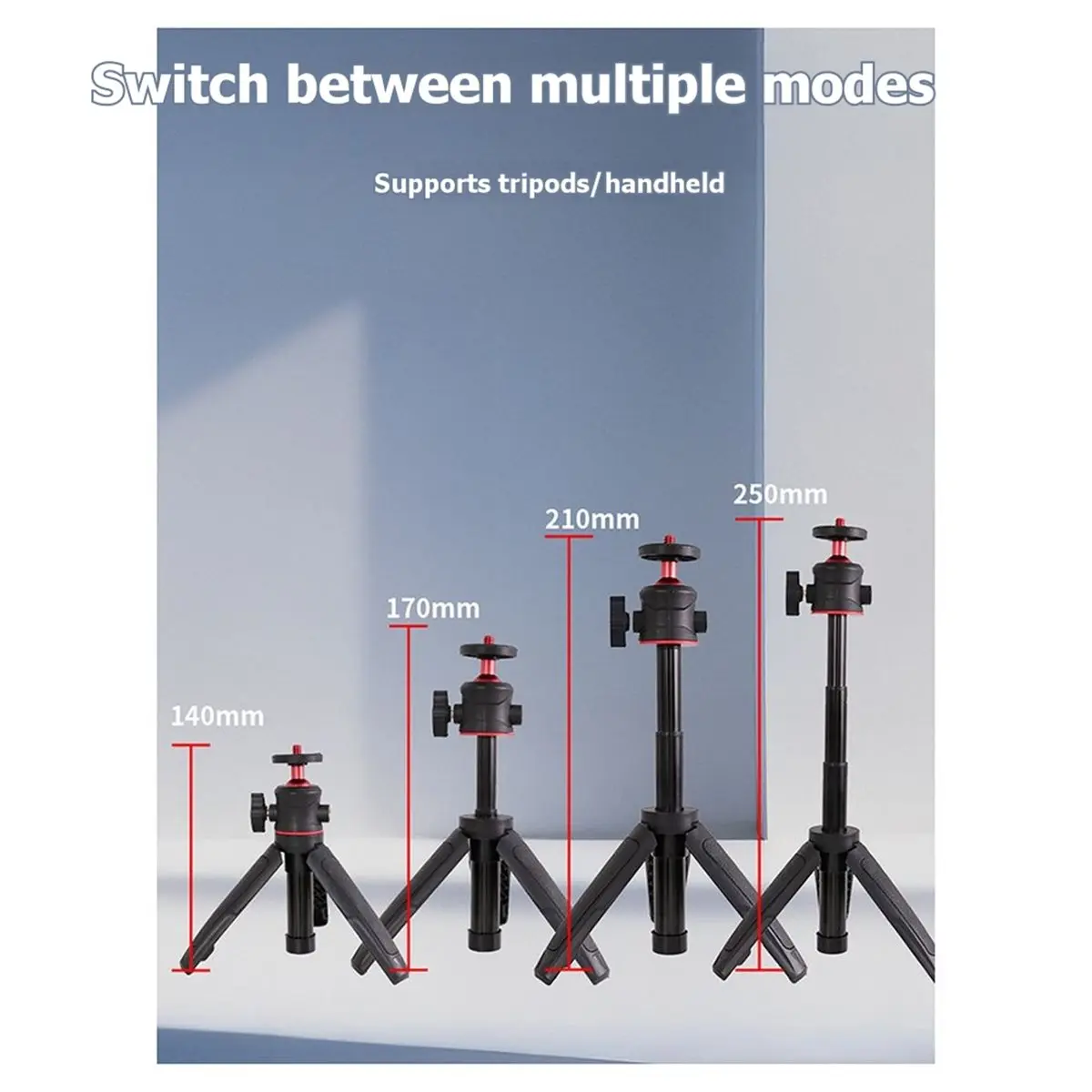 Y60A NEW-Extendable Tripod, Portable Desktop Stand for Phone/Camera/GoPro Photography Adjustable Stable Holder 1/4