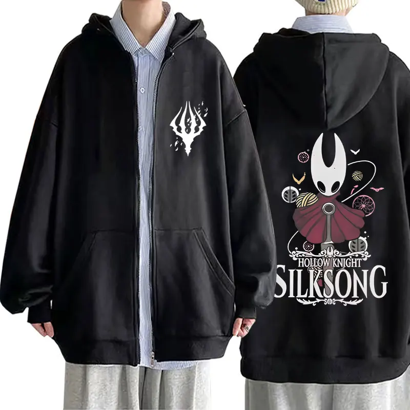 

Game Hollow Knight Double Sided Print Zipper Hoodie Men Women Fashion Casual Zip Up Jacket Coat Male Vintage Oversized Hoodies