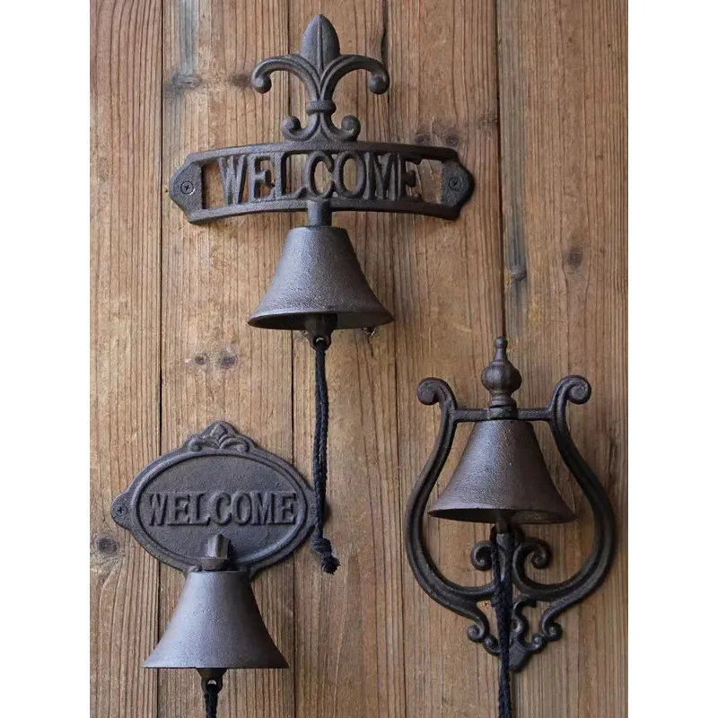 Hand Cast Iron Doorbell, Courtyard Garden Villa Cafe Bar Decorative Bells Wall Hanging