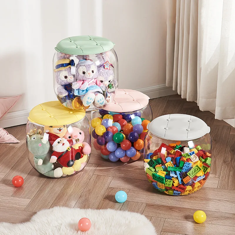 

Plush Doll Storage Pail Transparent With Large Capacity Cylinder Toy Organizer Kids DIY Toy Display Bucket