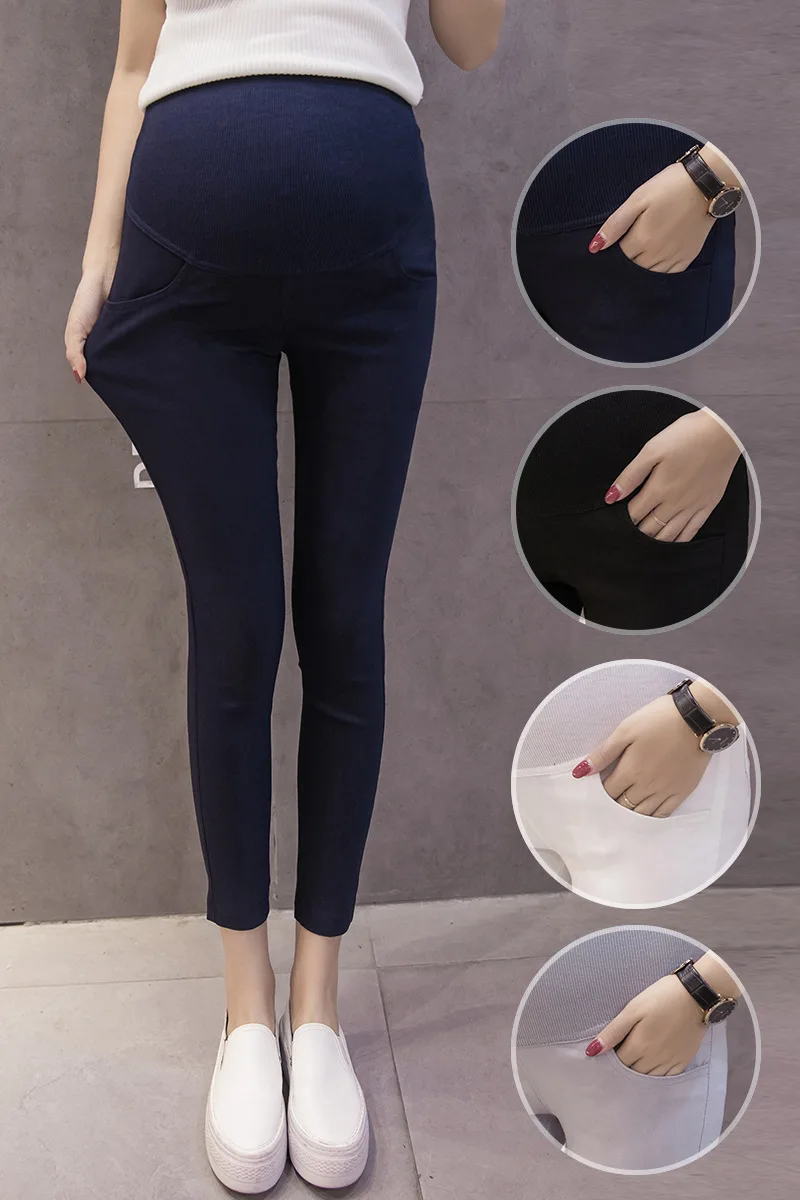 Maternity Pants Waist Loose Casual Outside Wear Nine Points Wide Leg Belly Support Leggings Summer Adjustable Pregnant