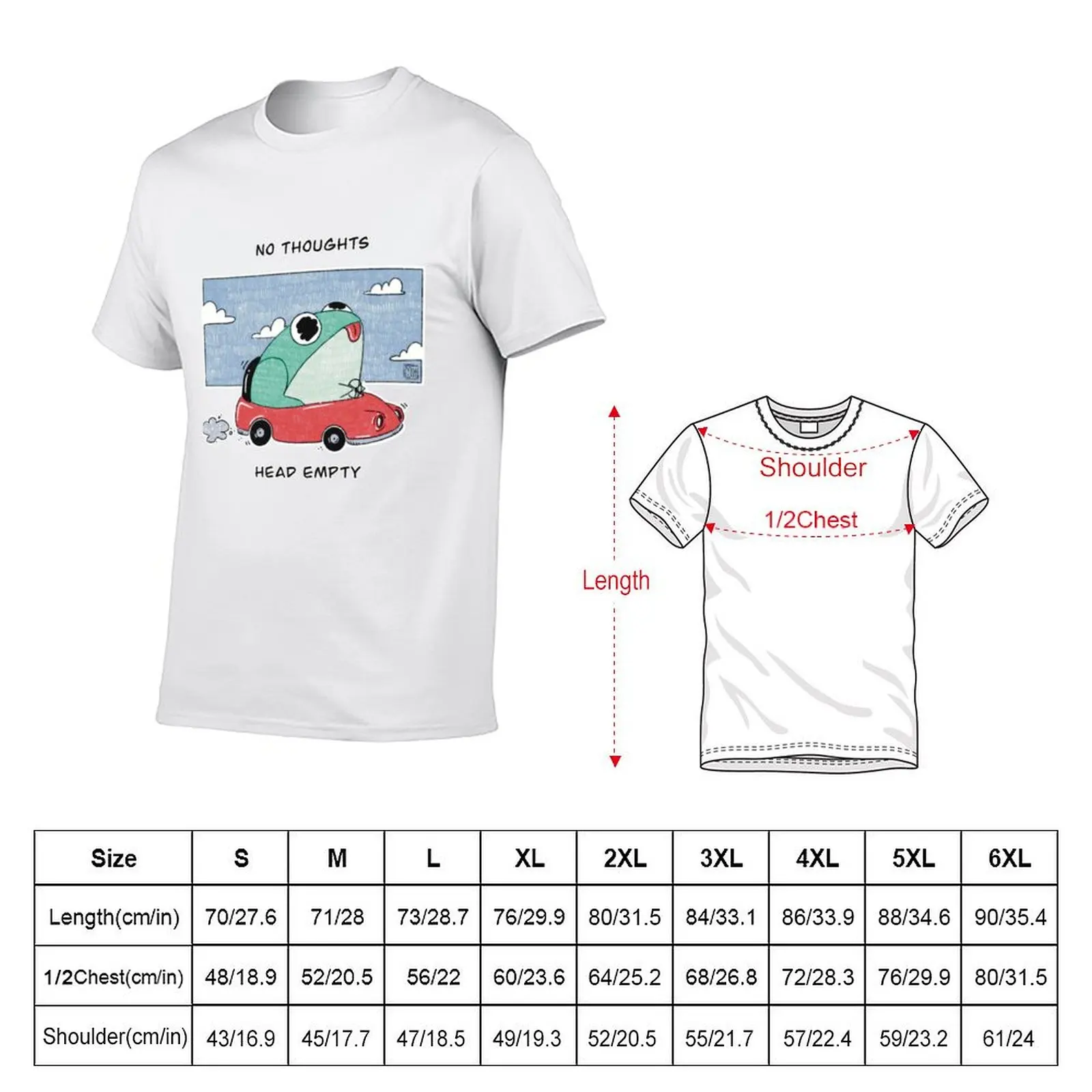 Frog In Car (No Thoughts Head Empty) T-Shirt Casual Pattern Print Tee Shirt