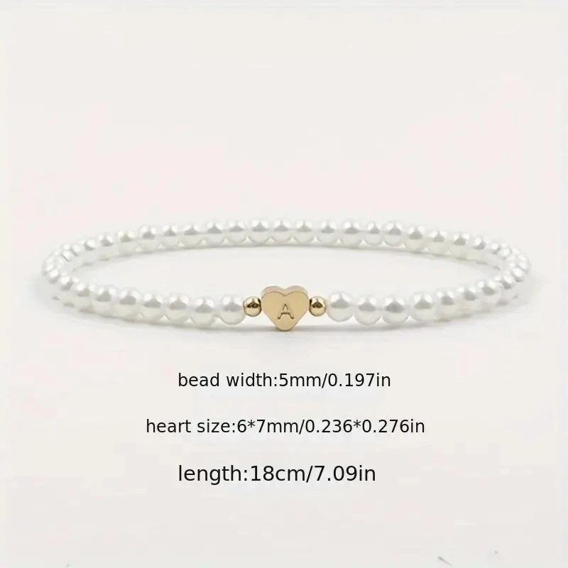 26 Letters Initial Bracelet For Women Faux Pearl Bracelet Fashion Women link Bracelet Wristband Jewelry gift Pearl Bracelet A-Z image 2