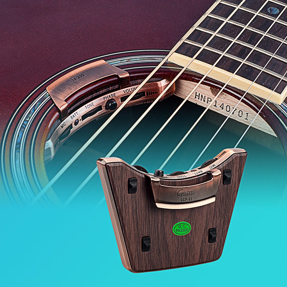 

Звукосниматель JOYO Guitto Series GGP-01 с двумя микрофонами и регулировкой эквалайзера для акустических гитар 36-42 дюймов