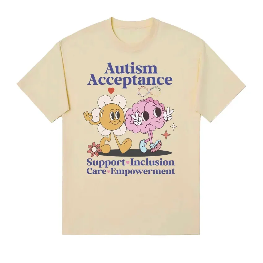 Funny Autism Acceptance Meme Graphic T Shirt Unisex High Quality Aesthetic T-shirts Men Casual Cotton Oversized T-shirt Tops Y2k