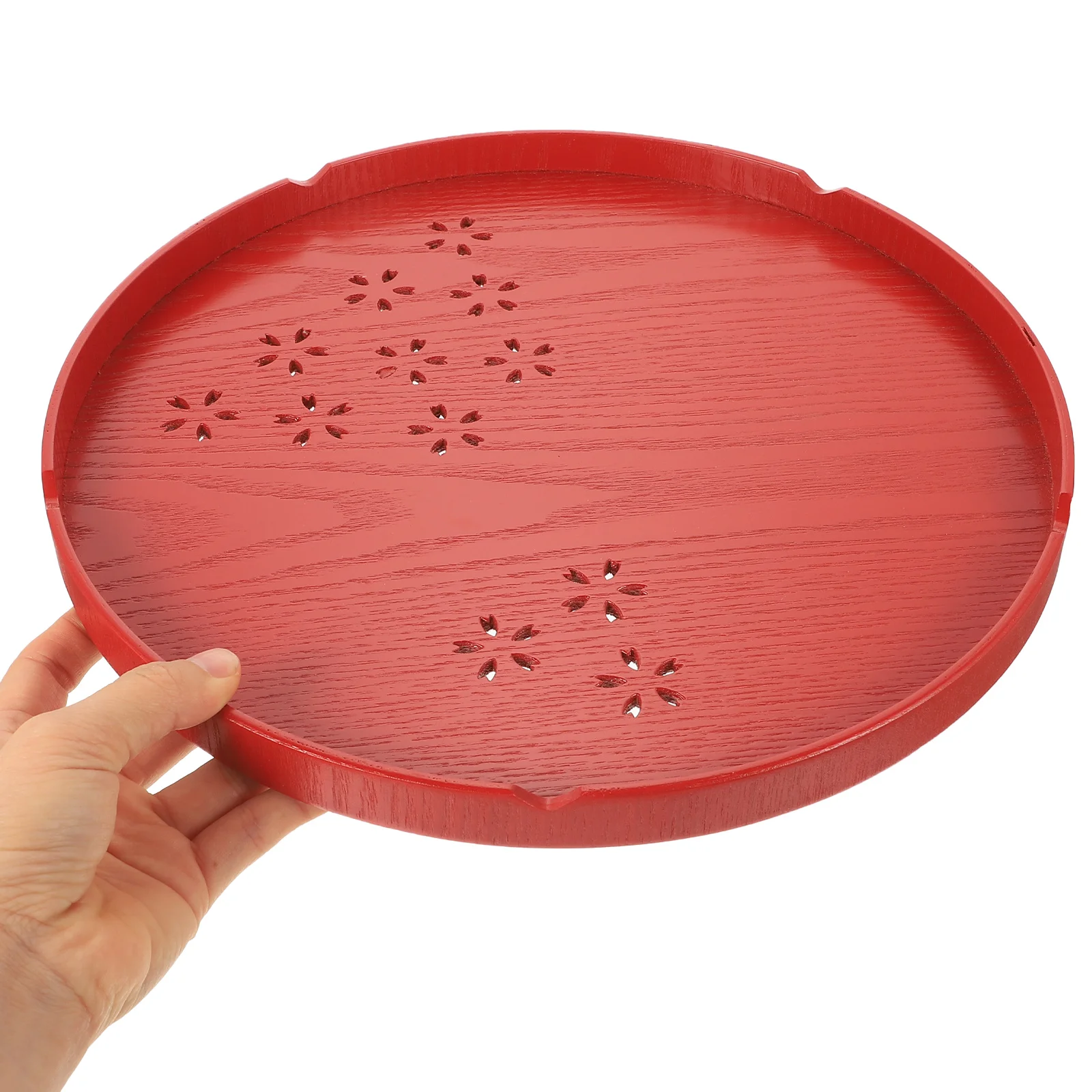 

Wooden Storage Tray Fruit Snack Hollow Serving Plate Home Kitchen Tool Multi-Use Food Dessert Tea Cup Holder For Party