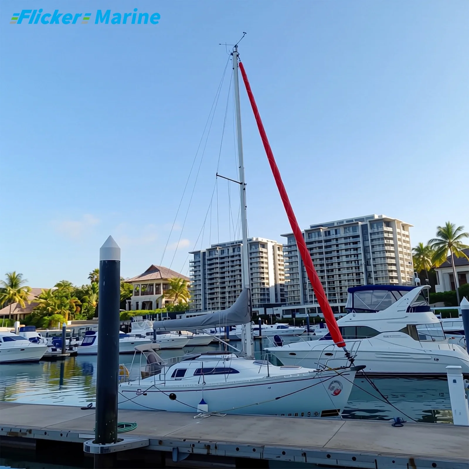 Compatible with Jib Sail Cover, Red, Multiple Sizes Available, FLICKER MARINE Manufacturer, UV Resistant Durable Fabric