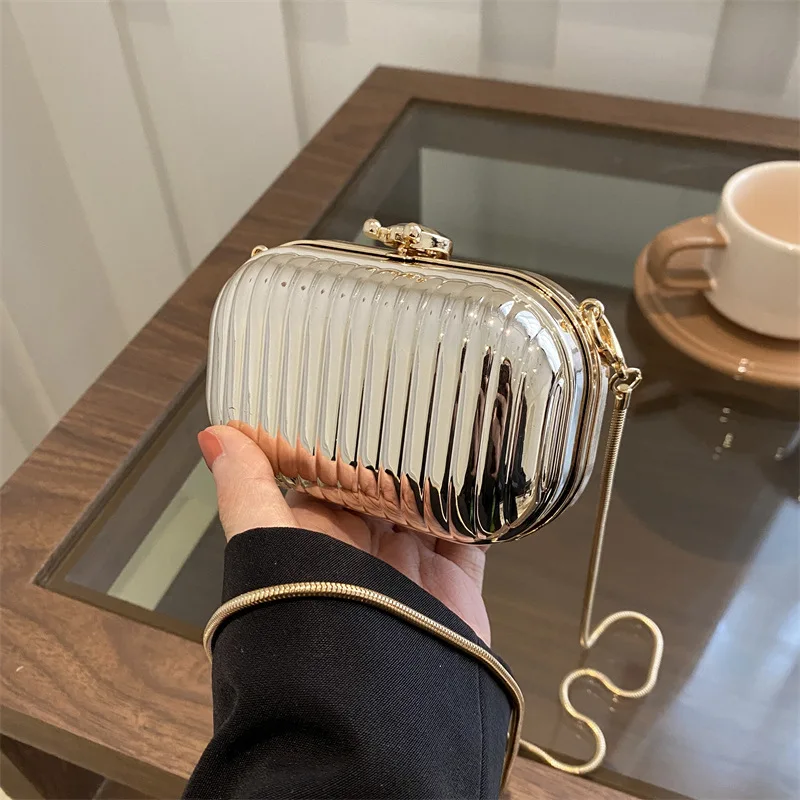 Acrylic Mini Bags for Women Trend 2024 Metallic Fashion Cute Evening Handbag Woman Party Chain Hard Small Shoulder Crossbody Bag