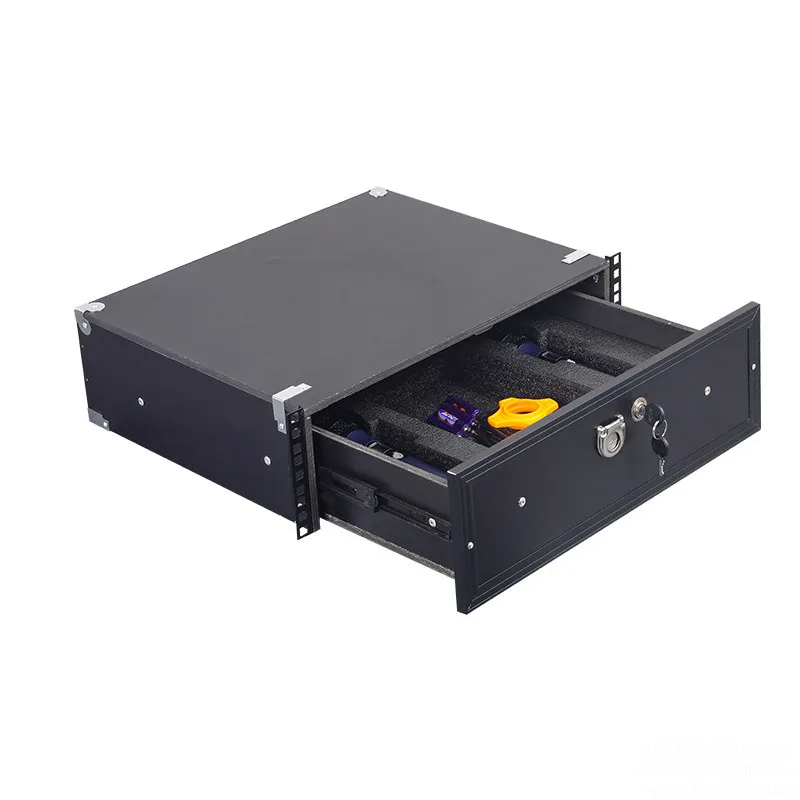 19 inch 2U drawer with lock, suitable for ABS air case, microphone cabinet 3U solid wood microphone receiver, engineering case