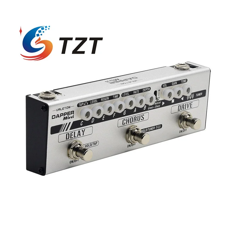 TZT VALETON MES-1 다퍼 미니 멀티 이펙트 일렉트릭 기타 이펙트 페달 디스토션 다이브 모듈 코러스 모듈 튜너 포함